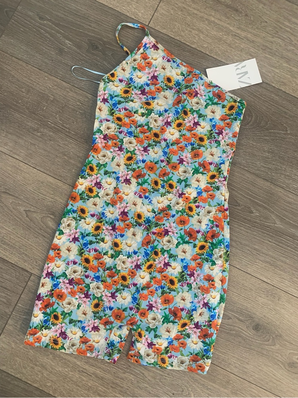 Zara Garden Floral Poppy Print Multicolor One Shoulder Spring Romper Size M NWT